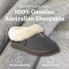 Fireside By Dearfoams Women’s Adelaide Slippers, Genuine Shearling Suede Scuff, Memory Foam Slip-in House Shoes(Grey)