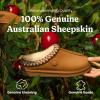 Fireside by Dearfoams Women’s Greta Genuine Shearling Clog Slippers, 100% Natural Suede Clogs for Outdoor & Indoor(Chestnut Taping)