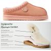 Fireside by Dearfoams Women’s Greta Genuine Shearling Clog Slippers, 100% Natural Suede Clogs for Outdoor & Indoor(Peach Dust Taping)