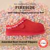Fireside by Dearfoams Women’s Greta Genuine Shearling Clog Slippers, 100% Natural Suede Clogs for Outdoor & Indoor(Poppy)