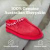 Fireside by Dearfoams Women’s Greta Genuine Shearling Clog Slippers, 100% Natural Suede Clogs for Outdoor & Indoor(Poppy)