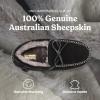 Fireside by Dearfoams mens Forster Genuine Shearling Moc With Stitching(Black)