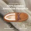 Fireside by Dearfoams mens Forster Genuine Shearling Moc With Stitching(Chestnut)