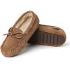 Fireside by Dearfoams unisex-child Parker Genuine Shearling Indoor and Outdoor Moccasin(Chestnut)