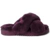Fireside by Dearfoams womens Newcastle Crossband All Over Shearling Easy on/Off Slide(Aubergine Solid)