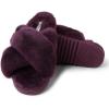 Fireside by Dearfoams womens Newcastle Crossband All Over Shearling Easy on/Off Slide(Aubergine Solid)