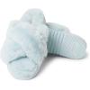 Fireside by Dearfoams womens Newcastle Crossband All Over Shearling Easy on/Off Slide(Bluewash)