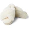 Fireside by Dearfoams womens Newcastle Crossband All Over Shearling Easy on/Off Slide(Cream)