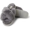 Fireside by Dearfoams womens Newcastle Crossband All Over Shearling Easy on/Off Slide(Grey Solid)
