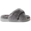 Fireside by Dearfoams womens Newcastle Crossband All Over Shearling Easy on/Off Slide(Grey Solid)