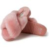 Fireside by Dearfoams womens Newcastle Crossband All Over Shearling Easy on/Off Slide(Pink Bisque)