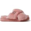 Fireside by Dearfoams womens Newcastle Crossband All Over Shearling Easy on/Off Slide(Pink Bisque)