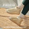 Fireside by Dearfoams womens Riverland Genuine Shearling Fur Lined Mini Ankle Boot With Platform Slipper(Gold)