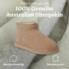 Fireside by Dearfoams womens Riverland Genuine Shearling Fur Lined Mini Ankle Boot With Platform Slipper(Sand)