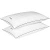 Dearfoams Bed Pillows,Set of 2 King Size, Luxurious Cotton Stripe Down Alternative Bed Pillows,Supportive for Back, Side & Stomach Sleepers