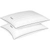 Dearfoams Bed Pillows,Set of 2 Standard/Queen Size, Luxurious Cotton Stripe Down Alternative Bed Pillows,Supportive for Back, Side & Stomach Sleepers