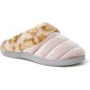 Dearfoams Kids’ Evelyn Velour Clog with Leopard Cuff Slipper(Pale Mauve)