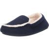 Dearfoams Kids’ Hunter Felted Plaid Moccasin Slipper(Navy Heather)