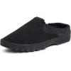 Dearfoams Men’s Breathable Perforted Microsuede Clog Slipper(Black)