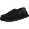 Dearfoams Men’s Eli Microfiber Indoor/Outdoor with Whipstitch Detail Suede Moccasin Slipper(Black)
