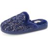 Dearfoams womens Dearfoams Women’s Memory Foam House Shoes Gifts for Her Paris Scuff Slipper(Peacoat)