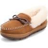 Dearfoams womens Genuine Australian Shearling Moccasin Slipper – Gladstone Indoor Outdoor House Shoe(Chestnut)