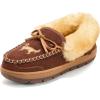 Dearfoams womens Genuine Australian Shearling Moccasin Slipper – Gladstone Indoor Outdoor House Shoe(Potting Soil)