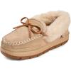 Dearfoams womens Genuine Australian Shearling Moccasin Slipper – Gladstone Indoor Outdoor House Shoe(Sand)
