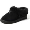Fireside By Dearfoams Women’s Adelaide Slippers, Genuine Shearling Suede Scuff, Memory Foam Slip-in House Shoes(Black)