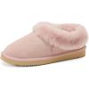 Fireside By Dearfoams Women’s Adelaide Slippers, Genuine Shearling Suede Scuff, Memory Foam Slip-in House Shoes(Dusty Pink)