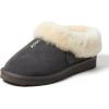 Fireside By Dearfoams Women’s Adelaide Slippers, Genuine Shearling Suede Scuff, Memory Foam Slip-in House Shoes(Grey)