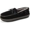 Fireside by Dearfoams mens Forster Genuine Shearling Moc With Stitching(Black)