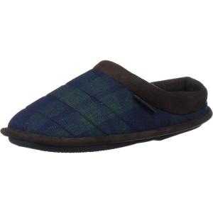 Dearfoams Baby-Boy’s Peyton Kids Mixed Material Clog Slipper(Black Watch Plaid)