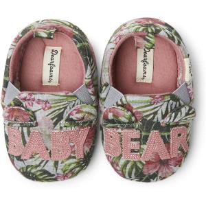 Dearfoams Baby-Girl’s Frankie Bear Closed Back Slipper(Hibuscus Print)
