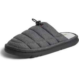 Dearfoams Men’s Austin Quilted Memory Foam Sweatshirt Scuff Slipper(Black)