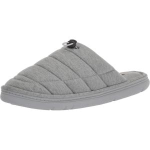 Dearfoams Men’s Austin Quilted Memory Foam Sweatshirt Scuff Slipper(Light Heather Grey)