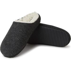 Dearfoams Men’s Microwool Clog with Molded Footbed Slipper(Black)