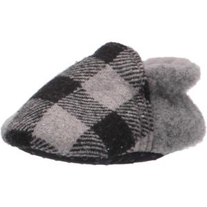 Dearfoams Unisex-Child Emerson Woven Plaid Closed Back Slipper(Light Heather Grey)