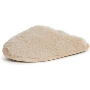 Dearfoams Women’s Bailey Plush Furry Scuff Slipper(Latte)