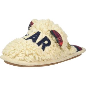 Dearfoams Women’s Buffalo Check Lil Bear Scuff Slipper(Cream)