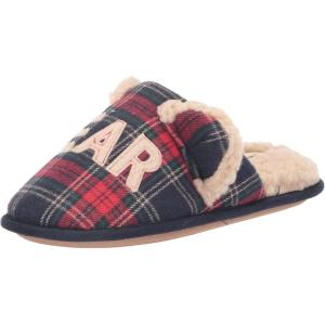 Dearfoams Women’s Buffalo Check Lil Bear Scuff Slipper(Navy Blazer)