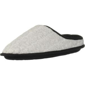 Dearfoams Women’s Cable Quilt Bound Clog with Wide Widths Slipper(Light Heather Grey)