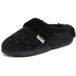 Dearfoams Women’s Claire Textured Knit Clog Slipper(Black)