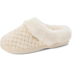 Dearfoams Women’s Claire Textured Knit Clog Slipper(Cream)