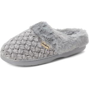 Dearfoams Women’s Claire Textured Knit Clog Slipper(Grey)