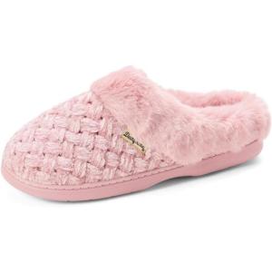 Dearfoams Women’s Claire Textured Knit Clog Slipper(Pink)