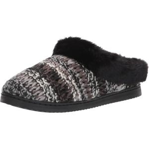 Dearfoams Women’s Cora Striped Knit Clog Slipper(Black)