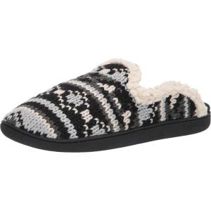 Dearfoams Women’s Erin Fairisle Extended Tab Scuff Slipper(Black)