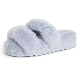 Dearfoams Women’s Fireside Benalla All Over Shearling Double Band Easy On/Off Slide Slipper(Eventide)