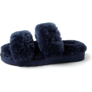 Dearfoams Women’s Fireside Benalla All Over Shearling Double Band Easy On/Off Slide Slipper(Navy)